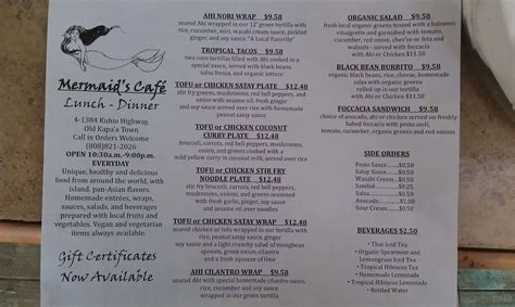 Mermaids Cafe Menu, Menu untuk Mermaids Cafe, Kapaa, Rest of Hawaii ...