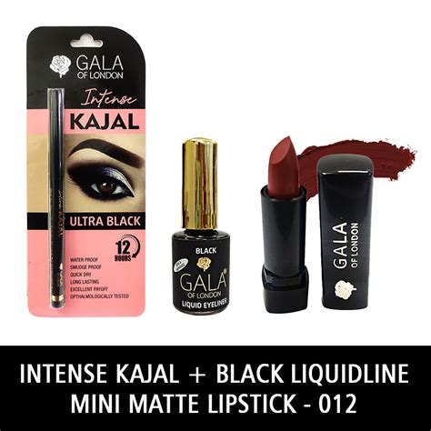 Gala of London Intense Kajal, Retro Eyeliner Black & Mini Matte Lipsti