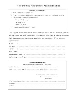 Fillable Online Form for a Notary Public to Notarized an Application ...