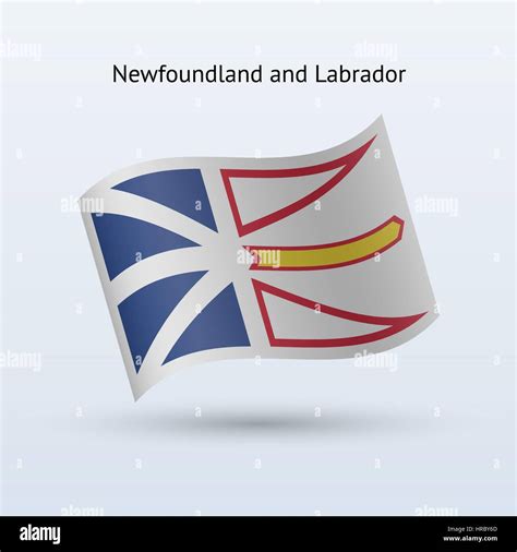 Canadian province of Newfoundland and Labrador flag waving form on gray ...