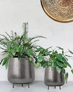 Homesake® Metal Flower Pots DistressToned Garden Planters, 7.5/7 Inch ...