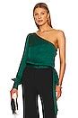 Karina Grimaldi Daniela Blouse in Hunter | REVOLVE