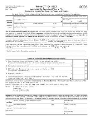Connecticut Form CT-1041 EXT 2006 - Blank Fillable Template | Fill Out ...