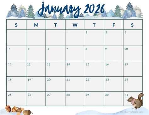 January 2026 Printable Calendars - FREE Printable A-Z