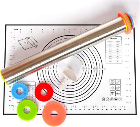 Amazon.com: Adjustable Rolling Pin with Thickness Rings for Baking ...