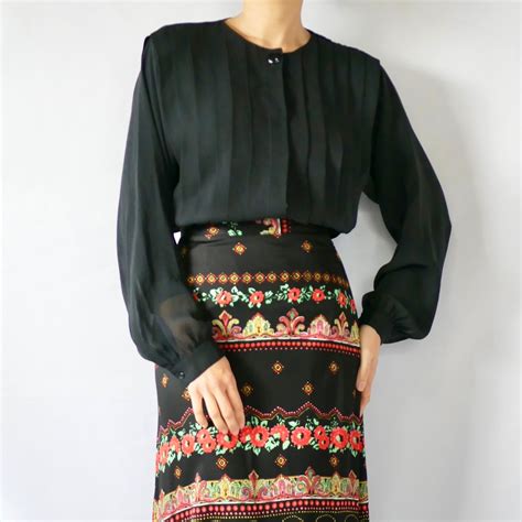 80s MARTINIQUE black pleats blouse 黒プリーツノーカラーブラウス | &Dorothy used ...