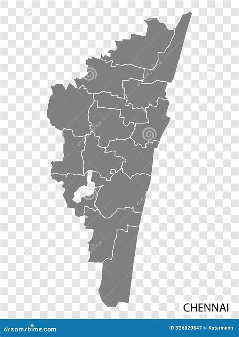 High Quality Map of Chennai is a City of India, with Borders of the ...
