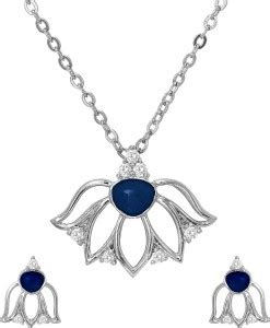 mahi Brass, Alloy Rhodium Blue, White Jewellery Set Price in India ...