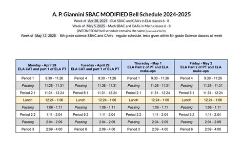 Bell Schedule | SFUSD