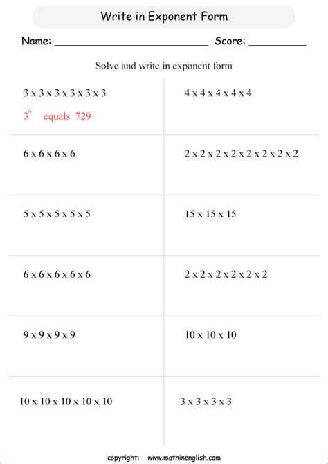 Image result for Exponential Form Worksheet