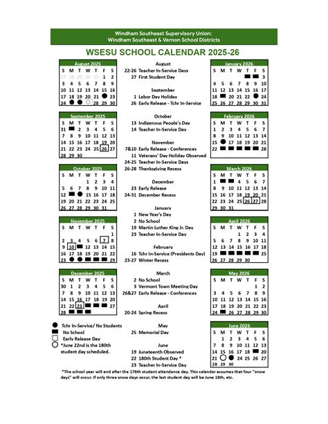 Windham Southeast Supervisory Union 25-26 Calendar Revised - EduCounty