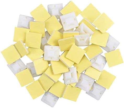Gilhot® Cable Ties Adhesive Mounts, 25mm x 25mm White Nylon Zip Cable ...