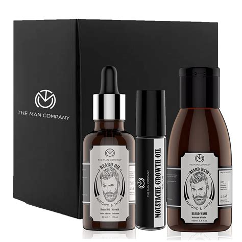 The Man Company Beard & Mooch Care Kit with Almond & Thyme Beard Oil ...