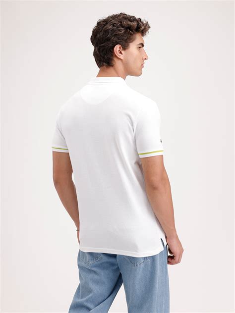 Classic Slim Fit Placement Printed Polo T-Shirt | White – Wrogn