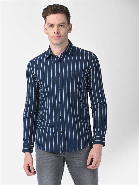 Navy Blue Striped Shirt - Crimsoune Club
