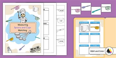 Measuring Spoons and Cups Matching File Folder Game for K-2nd Grade