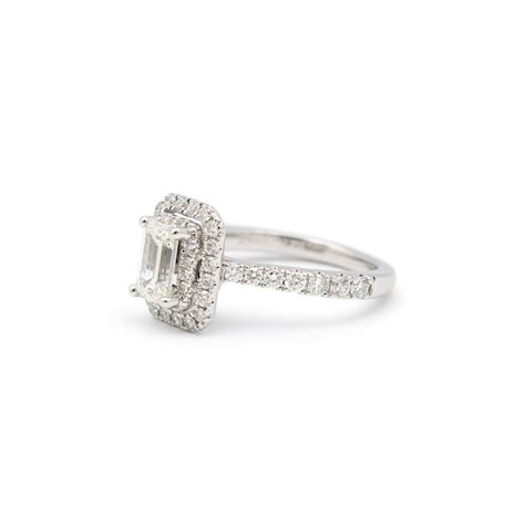 Vera Wang Love Collection Ladies 14K White Gold Emerald-Cut Diamond Double Frame For Sale at ...