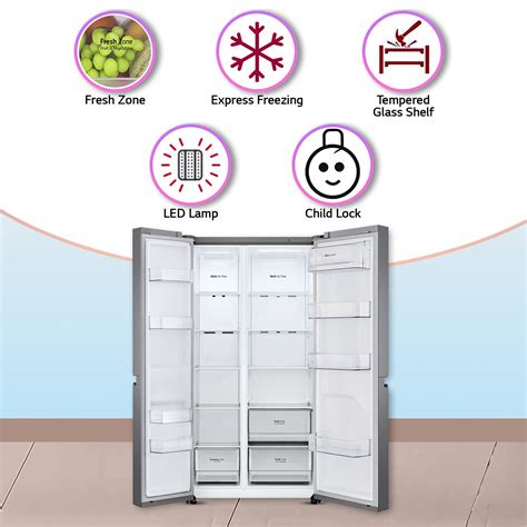 LG 688 L Frost-Free Smart Inverter Compressor Side-By-Side Refrigerato ...