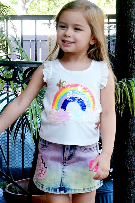 Baby Sara Baby Girls | Little Girls Denim Mini Skirt with Playful ...