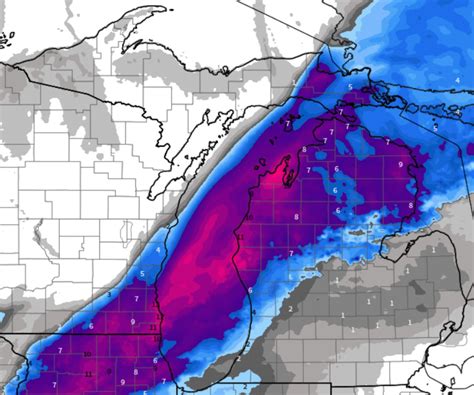 Heavy snow forecast shows 10-inch swath across northern Lower Michigan ...