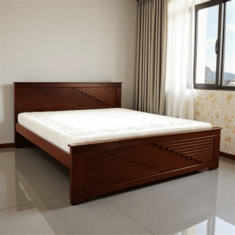 SAF-BT-07 Hard Wood with Ply Cot|78X72|Walnut||Cot/Bed Set