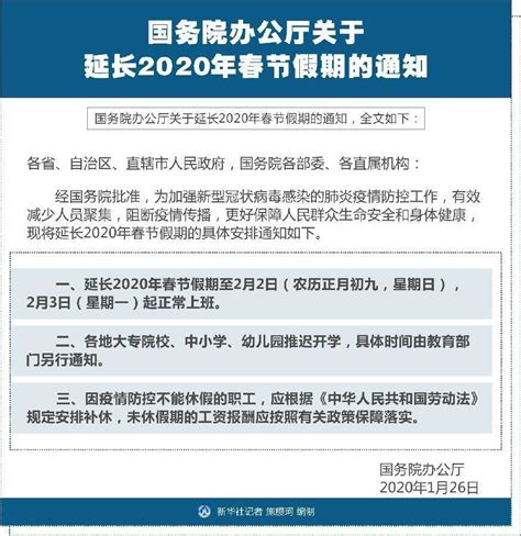（受权发布）国务院办公厅关于延长2020年春节假期的通知-时政新闻-浙江在线