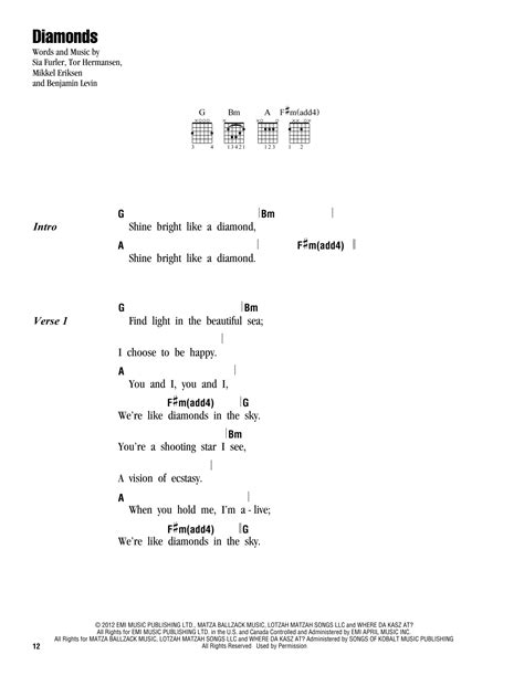Diamonds sheet music by Rihanna (Lyrics & Chords – 163240)