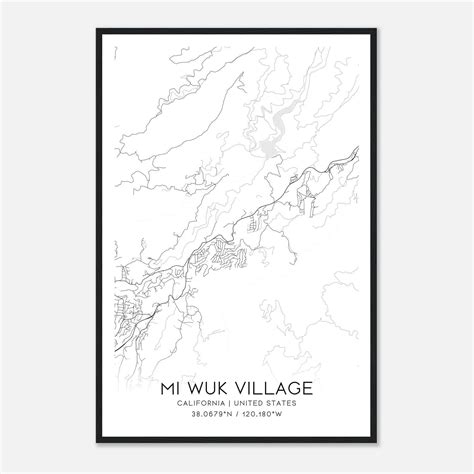 Mi Wuk Village California Map Poster, Modern Home Decor Wall Art Print ...