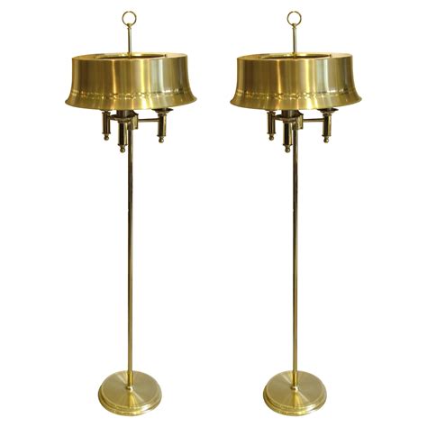1970s Swedish Pair of Brass Floor Lamps With Brass Large Metal Shades ...