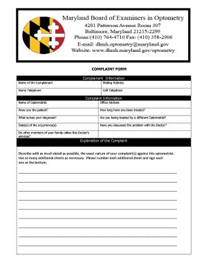 MD DoH Complaint Form - Fill and Sign Printable Template Online