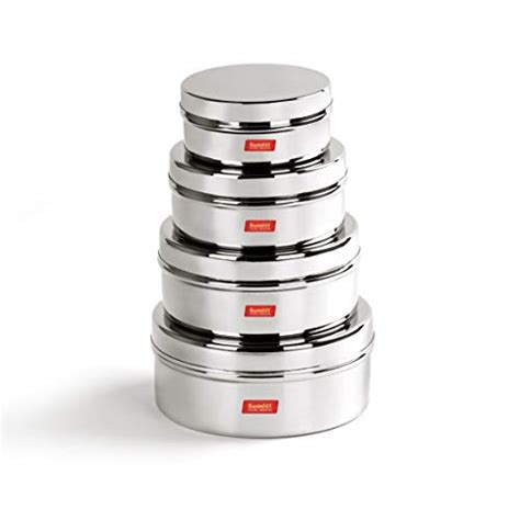 Sumeet Stainless Steel Flat Canisters/Puri Dabba/Storage Containers Se ...
