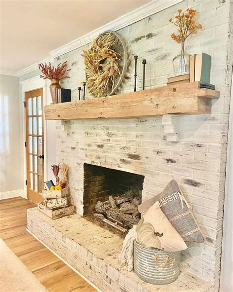 Whitewashed Fireplace
