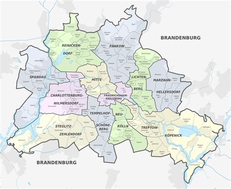 Map of Berlin 12 boroughs (bezirke) & neighborhoods