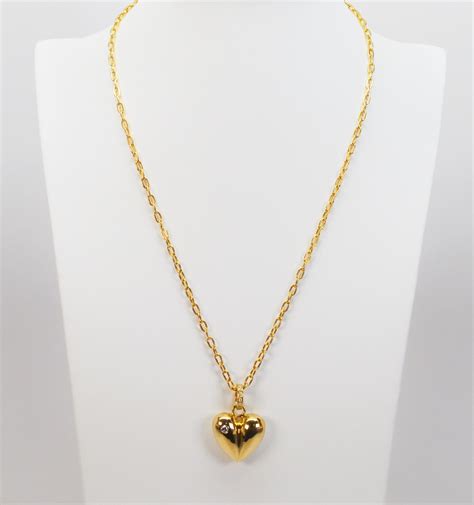 Diamond Accented 18 Karat Yellow Gold Heart Pendant Necklace For Sale ...