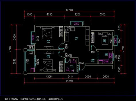 家装CAD图纸[80],新中式风格3室CAD施工图全套免费下载-齐生设计职业学校