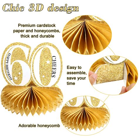 Buy 8 Pieces 60th Birthday Honeycomb Table Centerpieces Happy 60th ...