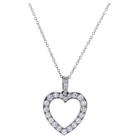 Tiffany and Co. Large Diamond Open Heart Pendant in Platinum on a ...