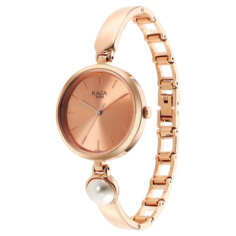 Buy Online Titan Raga Power Pearls Quartz Analog Rose Gold Dial Metal ...