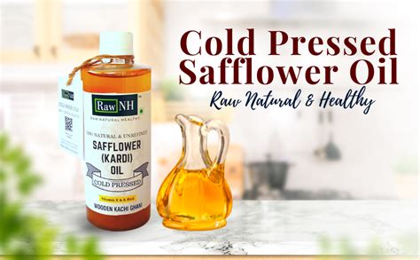 RawNH Organics Cold Pressed Safflower Oil, Rich in Vitamin E & Vitamin ...
