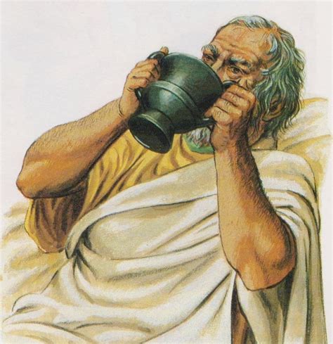 The Athenian philosopher Socrates is given the poison hemlock to drink ...