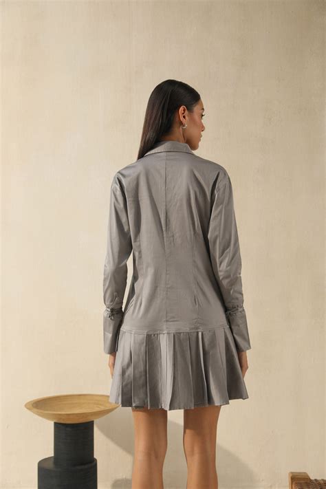 Women's Shirt Dress: Sustainable Style in Grey - Primal Gray