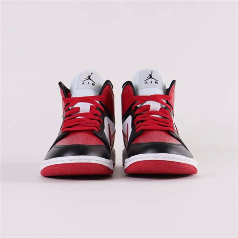 NIKE Air Jordan 1 Mid Red Black Sneakers - US 7 W | Air jordans, Black ...