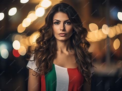 Premium Photo | A beautiful Italian woman with a Italian flag