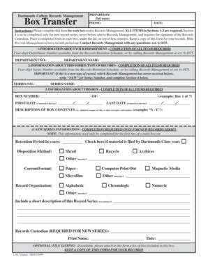 Fillable Online dartmouth Where can I get a "Box Transfer Form ...