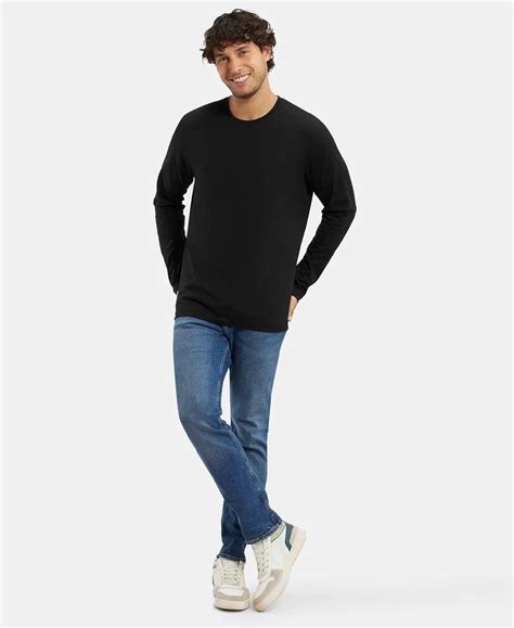 Buy Super Combed Cotton Rich Solid Round Neck Full Sleeve T-Shirt ...