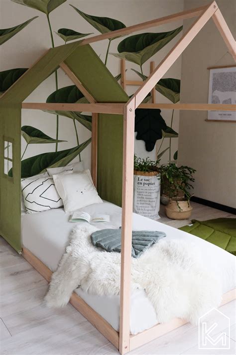 US Crib Size Floor Bed With Salad Green Linen Cover and - Etsy