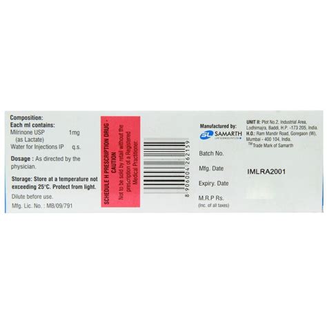 Milicor 10mg Injection 10 ml Price, Uses, Side Effects, Composition ...