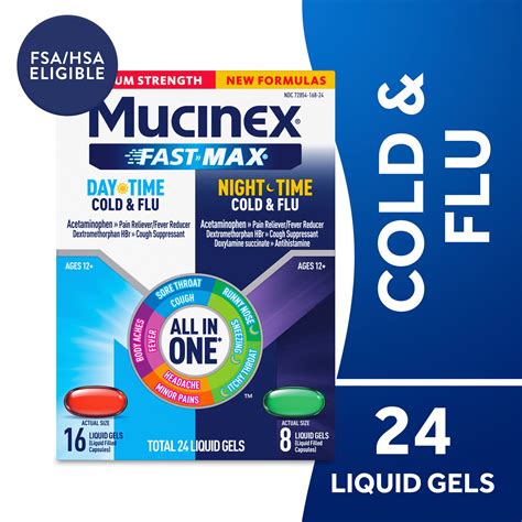 Mucinex Fast Max Cold and Flu Relief Liquid Gels, Maximum Strength ...