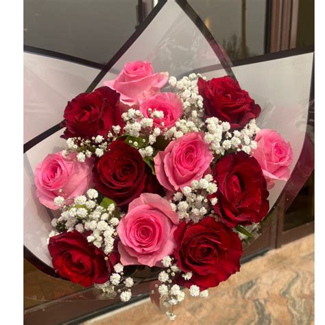 Pink And Red Roses Arrangements Mirror Series | Red Roses With Purple