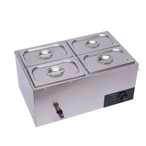 4 Pan Commercial Food Warmer 110v 600w Electric Steam Table ...